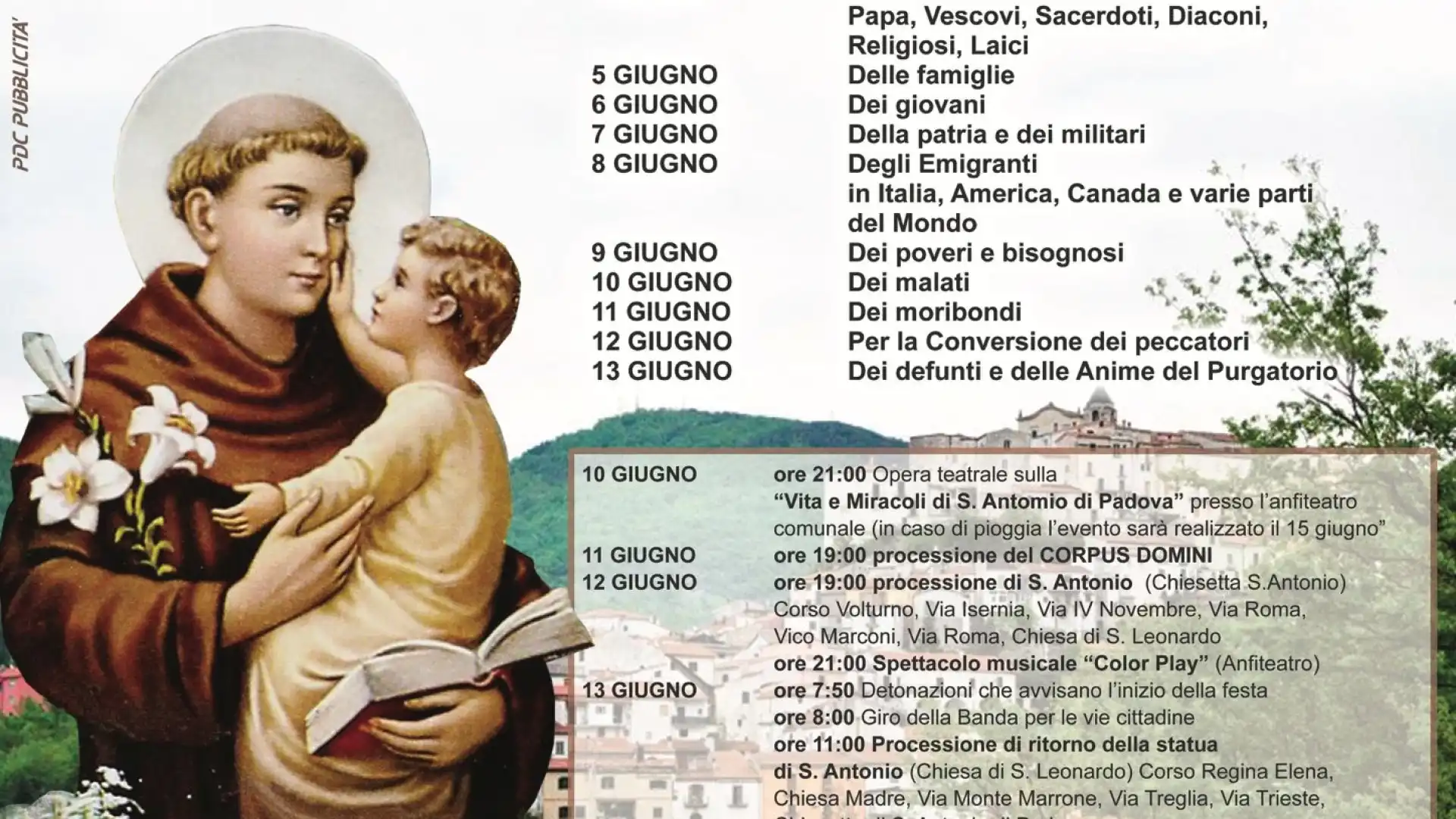 Colli a Volturno: tradizione, fede e divertimento per i festeggiamenti dedicati a Sant’Antonio di Padova. Il rinnovato comitato festa propone un programma ricco.